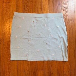 Primark Light Blue Pencil Skirt with Floral Embroidery